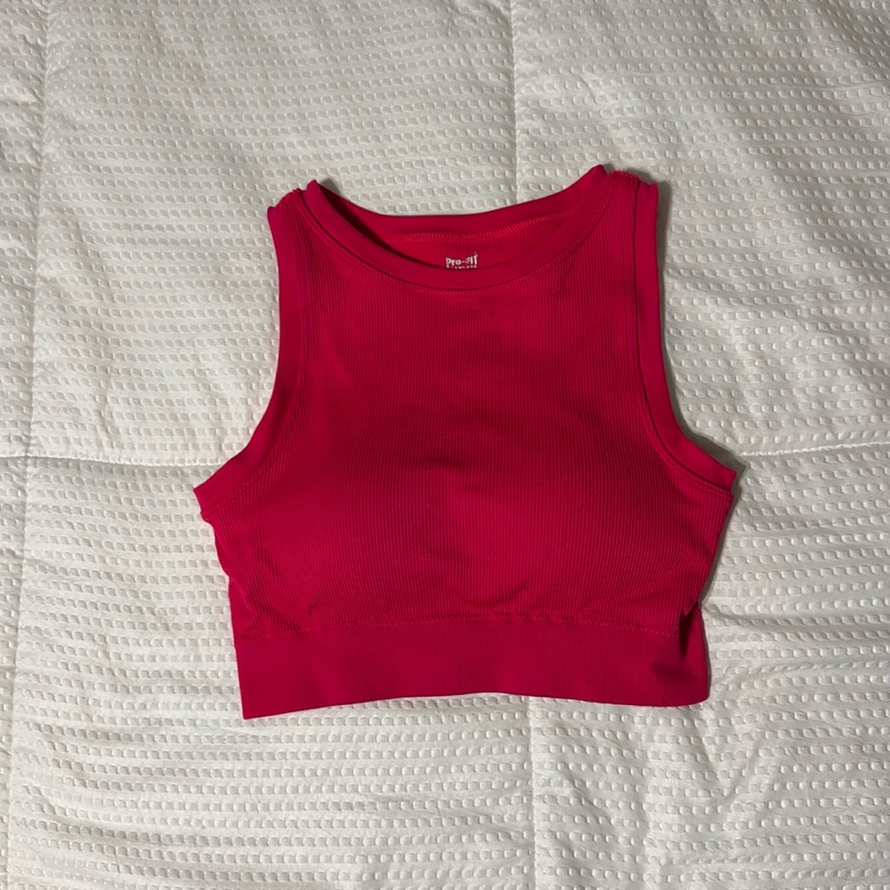Hot pink tank top with built in cups